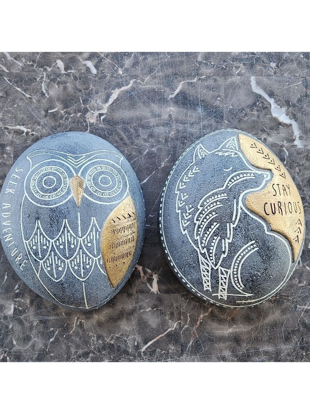 Grasslands Road Fox & Owl accent rock decor wall plaque
